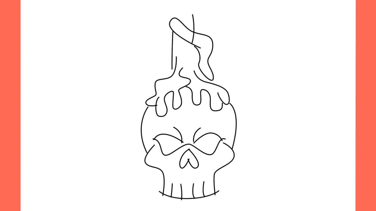 Tutoriel de dessin 120 Comment dessiner un crâne avec une bougie effrayante (9)