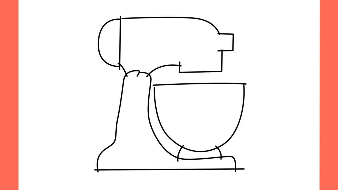 Tutoriel de dessin 129 Comment dessiner un stand mixer (batteur sur socle) (6)