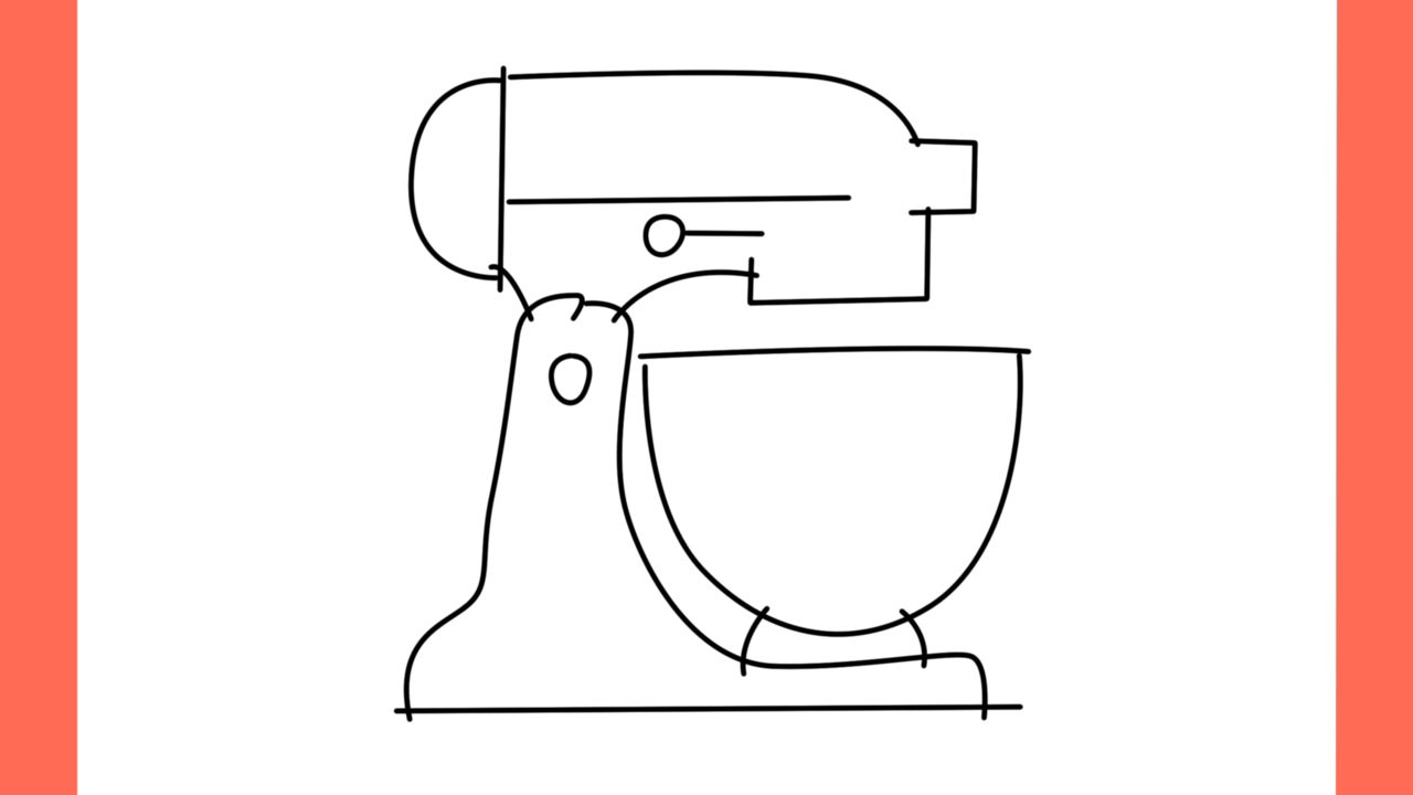Tutoriel de dessin 129 Comment dessiner un stand mixer (batteur sur socle) (7)