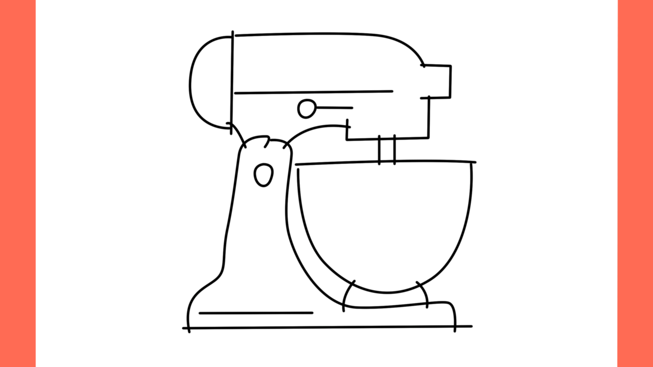 Tutoriel de dessin 129 Comment dessiner un stand mixer (batteur sur socle) (8)