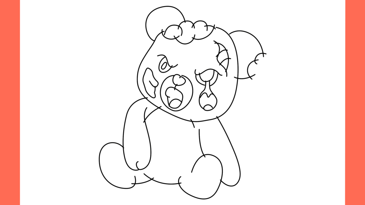 Tutoriel de dessin 176 Comment dessiner un ours en peluche zombie (14)
