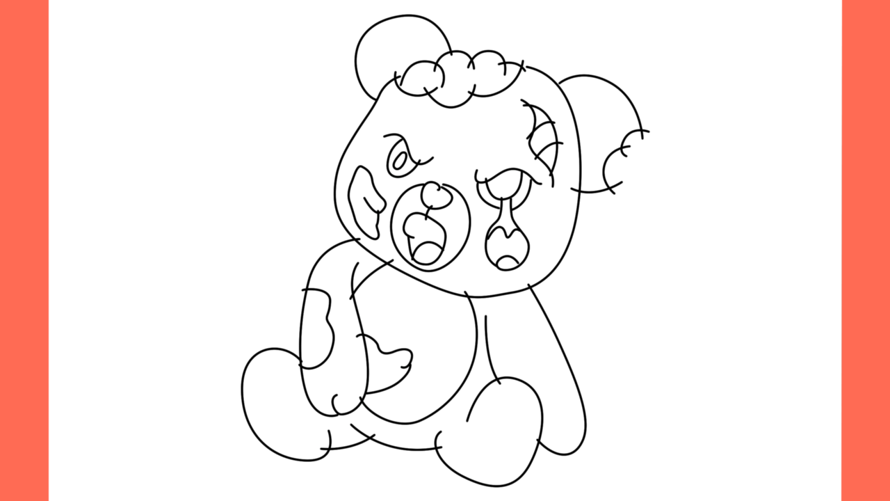 Tutoriel de dessin 176 Comment dessiner un ours en peluche zombie (15)