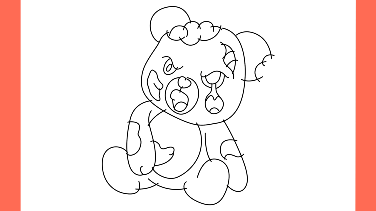 Tutoriel de dessin 176 Comment dessiner un ours en peluche zombie (16)