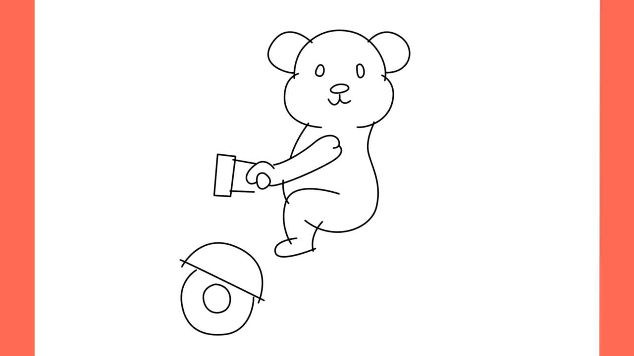 Tutoriel de dessin 177 Comment dessiner un ours en peluche sur un scooter (9)