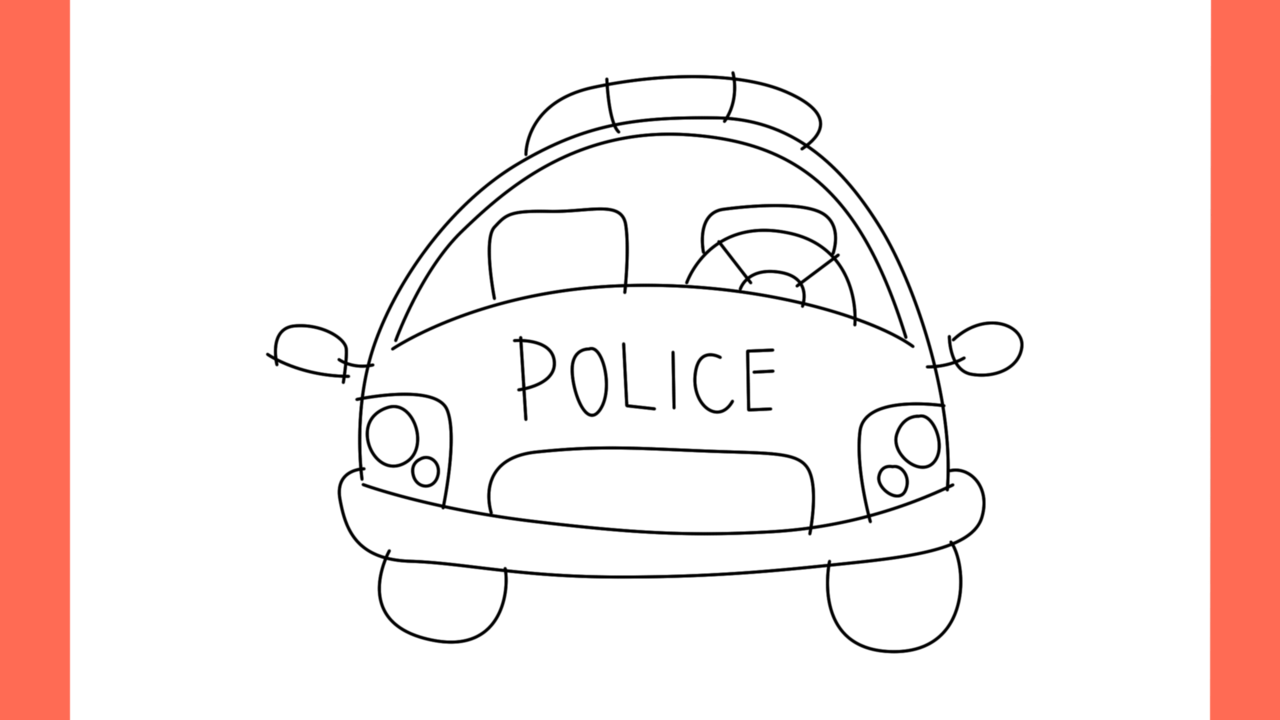 Tutoriel de dessin 187 Comment dessiner une voiture de police vue de face (10)